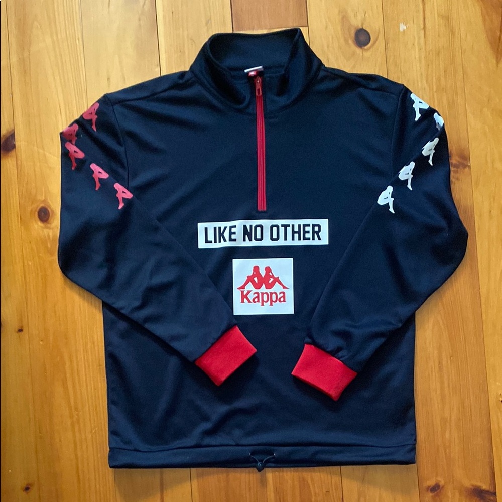 Kappa Black and Red Quarter-Zip Tracksuit Pullover
